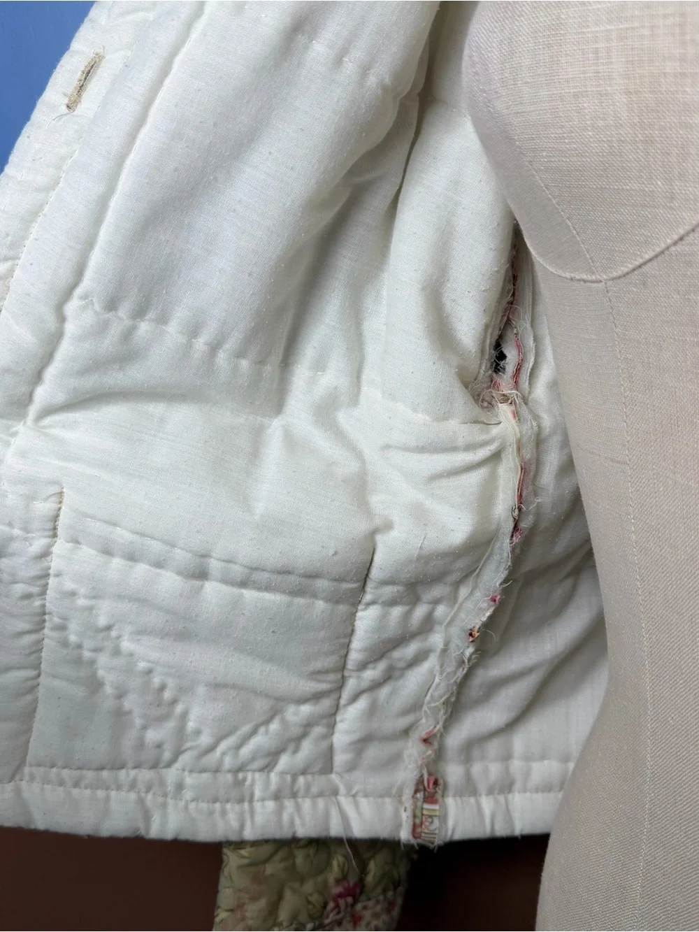 Handmade Repurposed Quilt Jacket‎ Chenille Accents Pink Green Floral Button Up